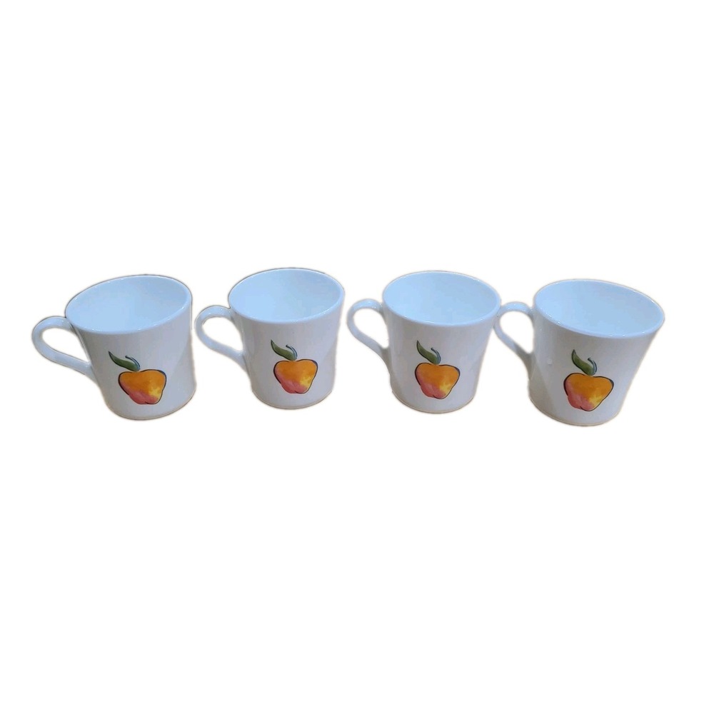 Vintage Corning Ware Fruit Basket Tea Cup Mug  USA Set of 4 Cottagecore